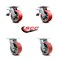 Service Caster 5 Inch Red Poly on Cast Iron Caster Set with Ball Bearing 2 Total Lock Brake SCC SCC-TTL30S520-PUB-RS-2-S-2 - alternate 4